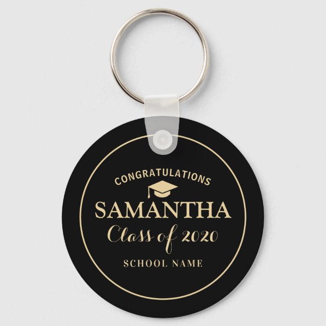Custom Class of 2020 Graduation  Black Sunlight Key Ring (Front)