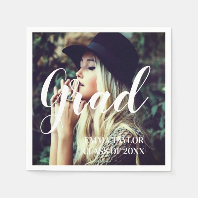 Custom Class of 2023 Photo Graduation Typography  Napkin (Front)