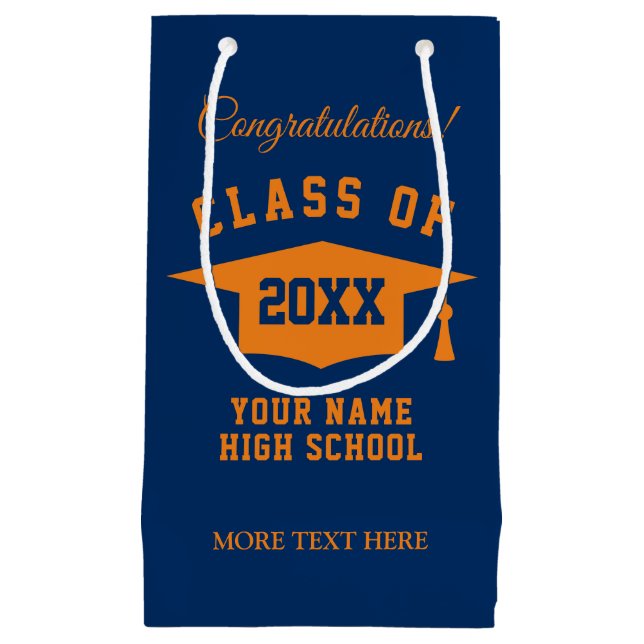 Custom class of 2024 high school graduation party small gift bag (Front)