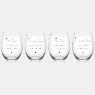 Custom Class of 2026 Graduation Drinkware Set Stemless Wine Glass