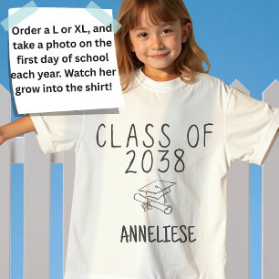 Custom Class of 2038 Gift Name and Handprint, K-12 T-Shirt