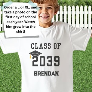 Custom Class of 2039 Grow With Me First Day School T-Shirt