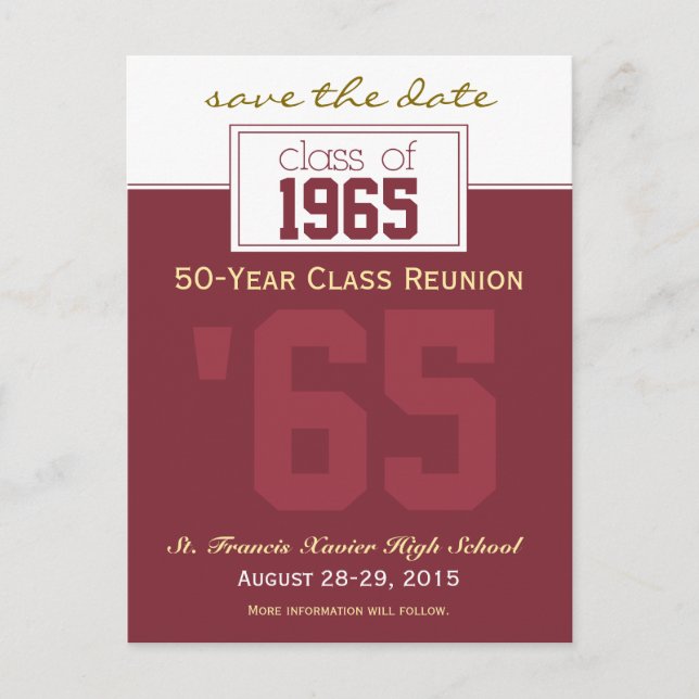 Custom Class Reunion Save-the-Date Announcement (Front)