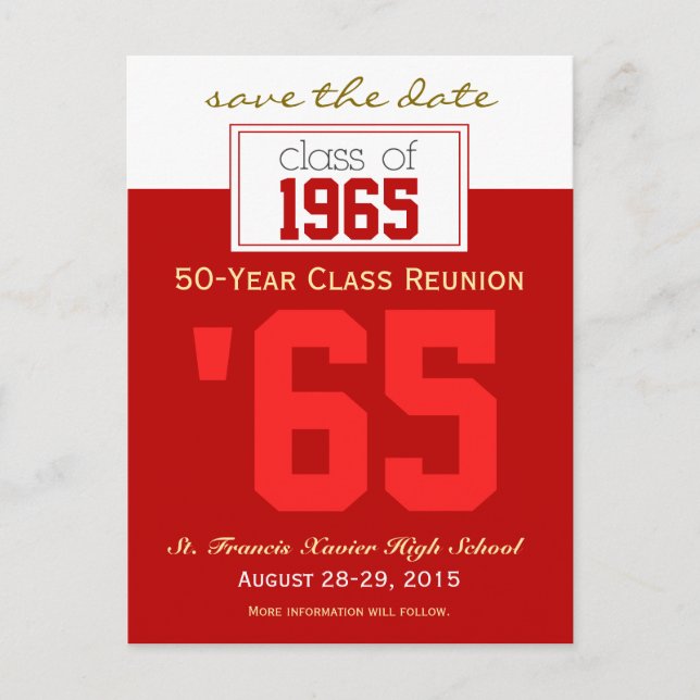 Custom Class Reunion Save-the-Date Announcement Postcard (Front)