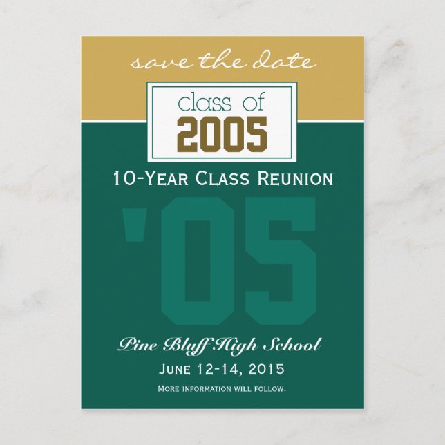 Custom Class Reunion Save-the-Date Announcement Postcard (Front)