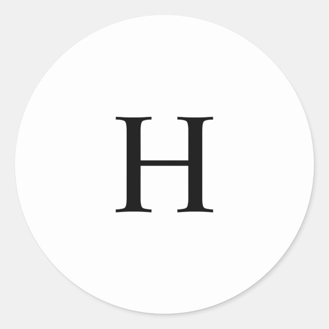 Custom Classic Black Elegant Monogram Round Sticker (Front)