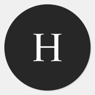 Custom Classic Black Elegant Monogram Round Sticker