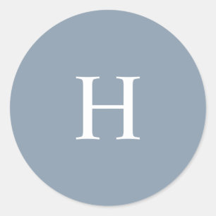 Custom Classic Blue Elegant Monogram Round Sticker