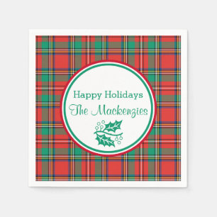 Custom Classic Christmas Plaid Plaid Napkin