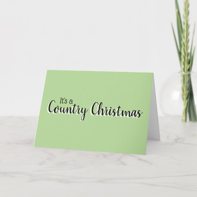 Custom Classic Country Christmas Green  Holiday Card (Front)