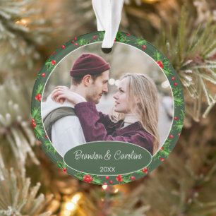 Custom Classic Couple Photo Our 1st Christmas Ornament