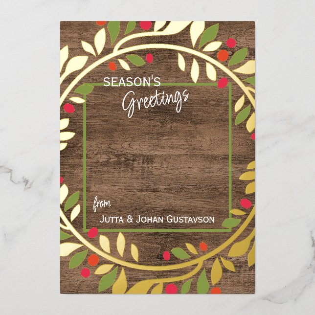 Custom Classic Green Holly Red Berries Gold (Front)