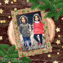 Custom Classic Holiday Green Holly Red Berries