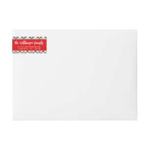 Custom Classic Holiday Green Red Plaid Pattern Wrap Around Label