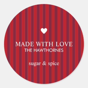 Custom Classic Holiday Made With Love Round Sticker