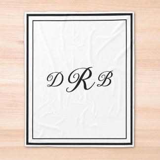 Custom Classic Monogram Calligraphy Initial Name Fleece Blanket