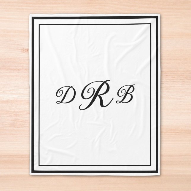 Custom Classic Monogram Calligraphy Initial Name Fleece Blanket (Creator Uploaded)