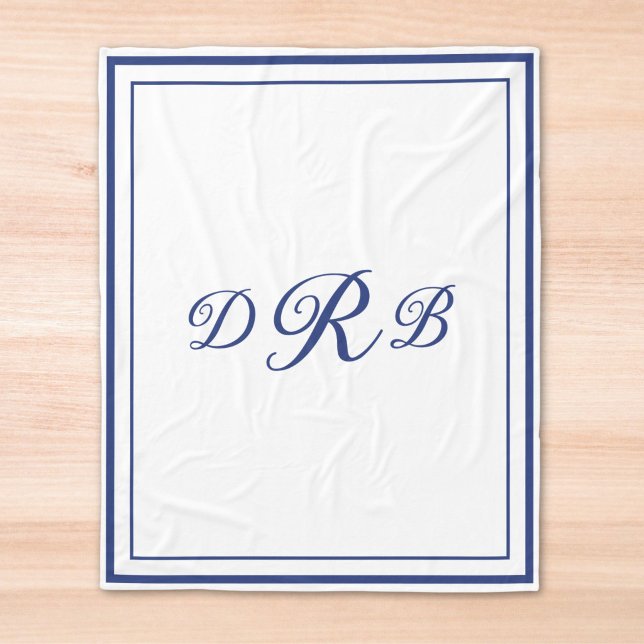 Custom Classic Monogram Calligraphy Initial Name Fleece Blanket (Creator Uploaded)