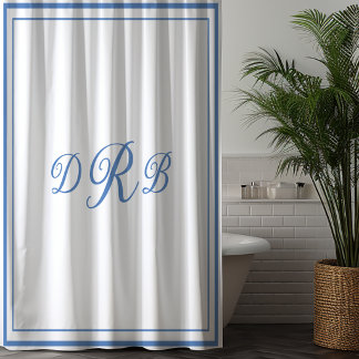Custom Classic Monogram Calligraphy Initial Name Shower Curtain
