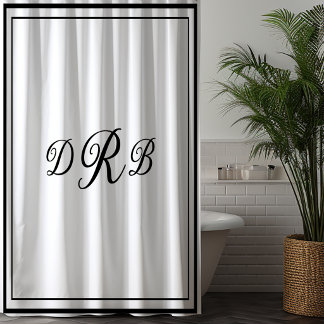 Custom Classic Monogram Calligraphy Initial Name Shower Curtain
