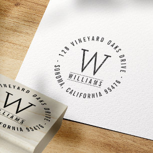 Custom Classic Monogram Return Address Rubber Stamp
