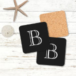 Custom Classic Monogrammed Letter Initial Black Coaster<br><div class="desc">Design features custom monogrammed Initial added to a classic black background. Letter feature shadow effect adding depth and sophistication to the design. Customise a set of coasters today for yourself! This set also makes a great housewarming or gift for the newlyweds. E-mail beachpausedesigns@gmail.com if you have any questions about this...</div>