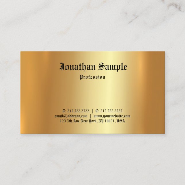 Custom Classic Old Font Elegant Template Gold Business Card (Front)