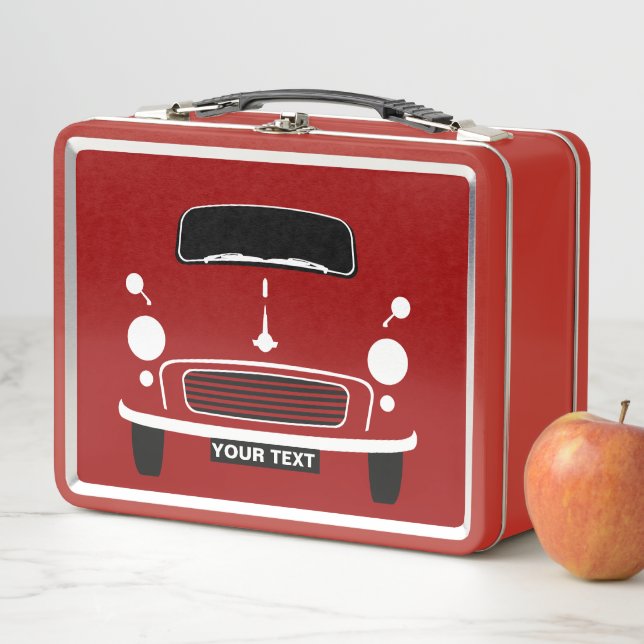 Custom Classic Old Morris Minor car lunch box (In Situ)