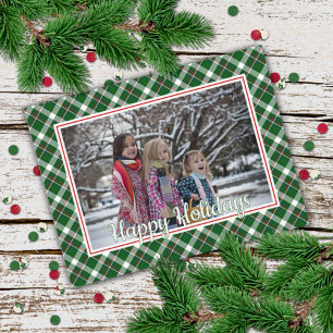 Custom Classic Red Green Blue White Plaid Pattern Postcard