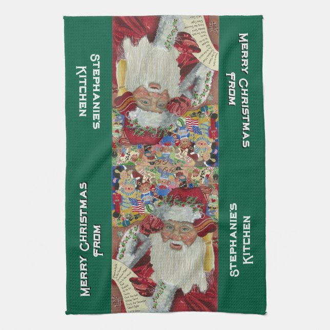 Custom Classic Santa Kitchen Towels Christmas 2025 (Vertical)