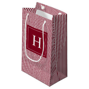Custom Classic Stripe Elegant Monogram Small Gift Bag