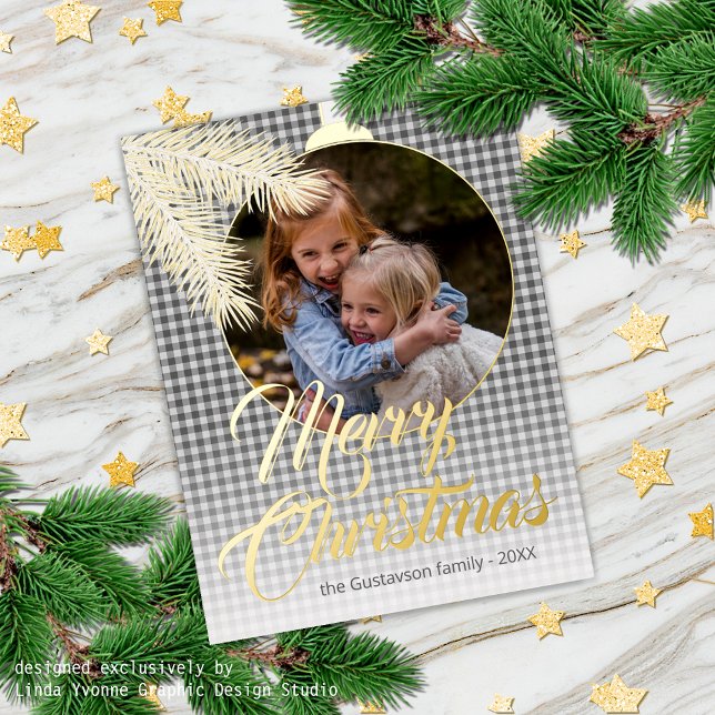 Custom Classic White Pine Tree Needles Gold Foil Holiday Postcard (Creator Uploaded)