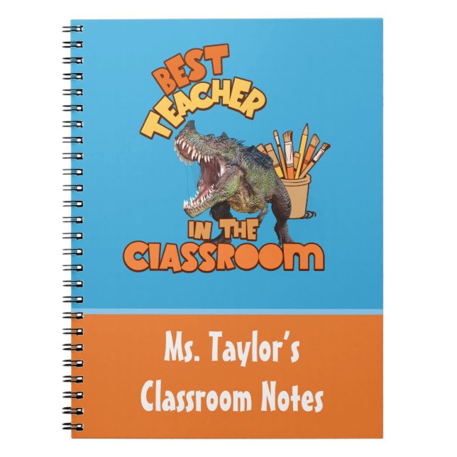 Custom Classroom Notes Dinosaur Design Notebook (Front)
