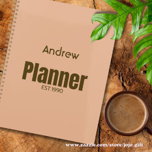 Custom classy elegant pink brown text modern cute  planner