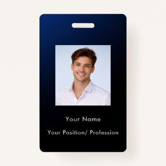 Custom Classy Modern Blue Gradient Employee Photo ID Badge