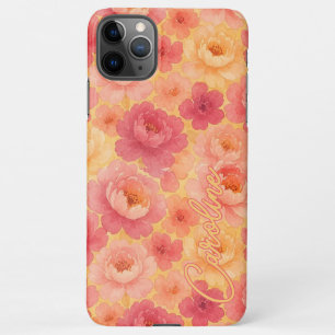 Custom Classy Peony Flowers Watercolor Art Pattern iPhone 11Pro Max Case