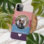Custom Classy Romantic Love Heart And Your Names iPhone 11Pro Max Case<br><div class="desc">Cute romantic, yet modern ivory, blush coral, dark pink, teal blue, and purple coloured stripes pattern. With the option to personalise or customise with a photo and names or text of your choice. Unique keepsake, birthday, anniversary, Valentine's Day gift, or Christmas stocking stuffer. Easily customisable to your liking. Beautiful, elegant,...</div>