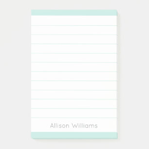 Custom Clean Aqua Blue Lined Post-it Notes