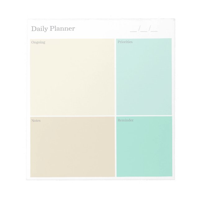 Custom Clean Minimalist Beige Grey Aqua Blue Daily Notepad (Front)