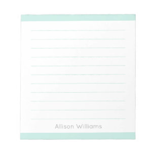 Custom Clean Simple Aqua Blue Lined Notepad