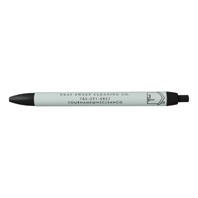 Custom Cleaning Business Logo Personalised Black Ink Pen (Front)
