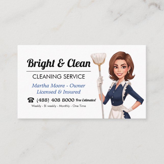 Custom Cleaning Service Business Card (Front)