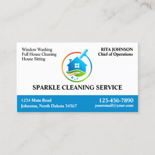 Custom Cleaning Service Logo Business Cards