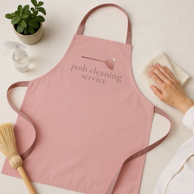 Custom Cleaning Service Name Pink Rose Gold Staff Apron (Creator Uploaded)