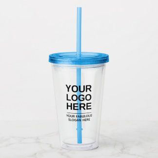 Custom Clear Acrylic Tumbler with Straw Logo