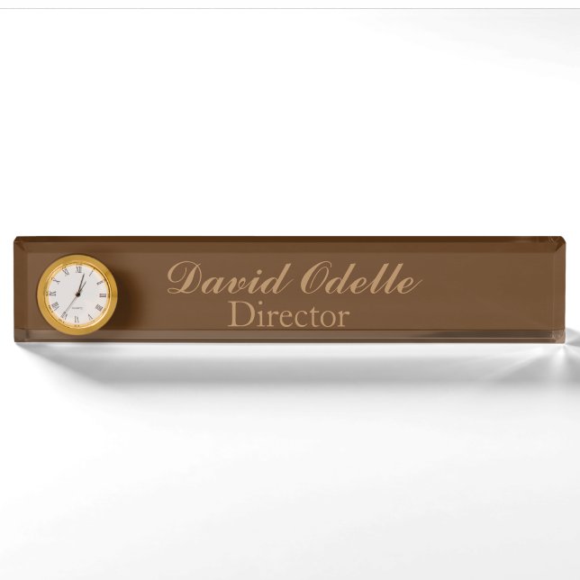 Custom Clock Desk Nameplate (Front)