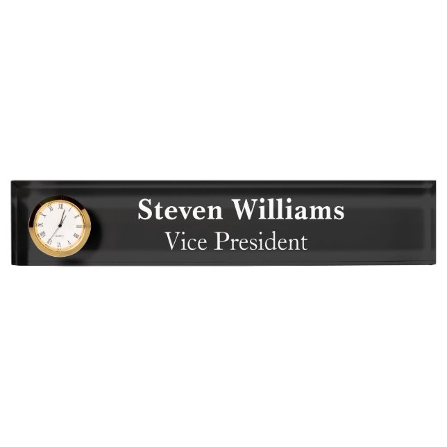 Custom Clock Desk Nameplate (Front)