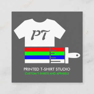 Custom Clothing Apparel Store gray Printed Shirt Square Business Card