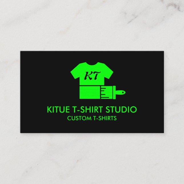 Custom Clothing Apparel Store neon green pod Business Card (Front)