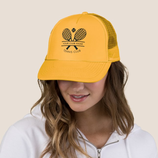 Custom Club Name Lawn Tennis Icons Sports Trucker Hat (In Situ)